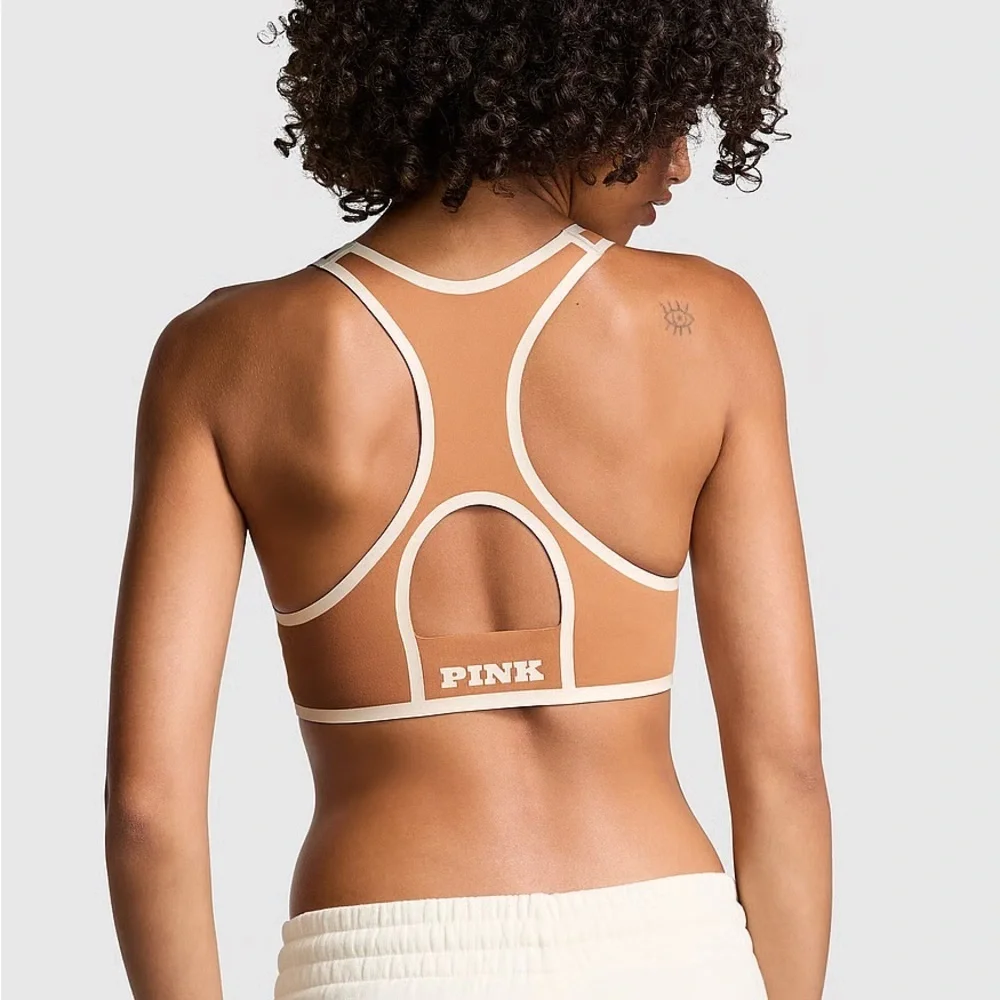 Victoria’s Secret PINK Brown Relay Logo High Neck Sports Bra Medium New with tag - Picture 4 of 9